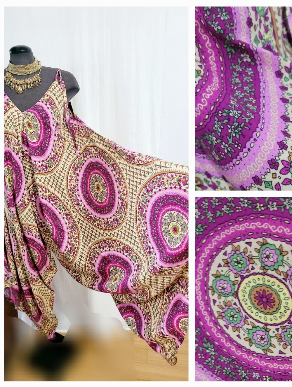 Boho Paisley V-Neck Jumpsuit  / Coverup - Picture 8 of 12